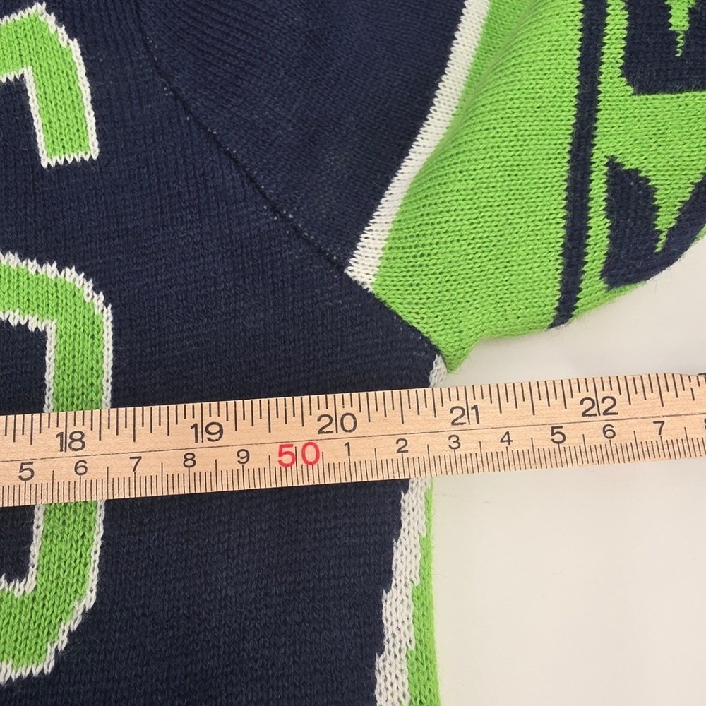 NFL TEAM APPAREL SEATTLE SEAHAWKS SWEATER MENS MEDIUM BLUE GREEN HOODED UGLY NEW - Picture 9 of 12